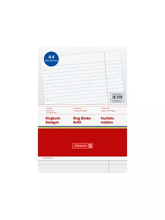 BRUNNEN VERLAG | Fogli a fori - 50 fogli a righe con margine di correzione | 